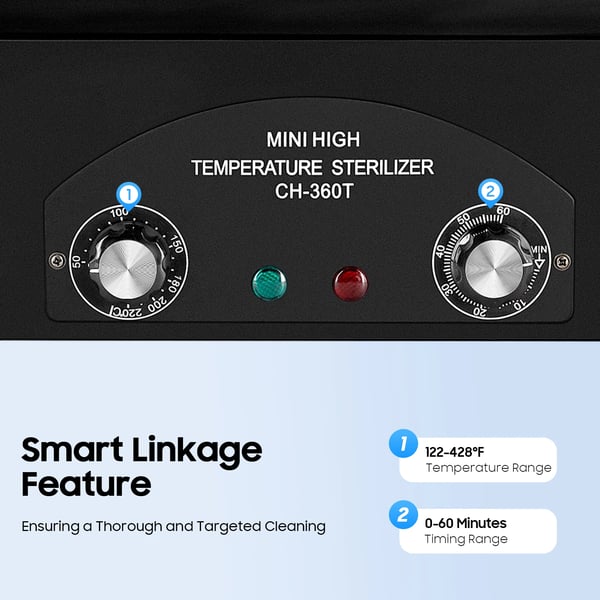 Torrvärme Sterilisator, Timerfunktion, Kompakt Design,svart