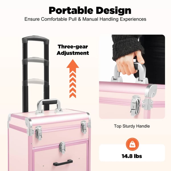 Makeup Organizer, Bärbar Design, Effektiv Förvaring,Rosa