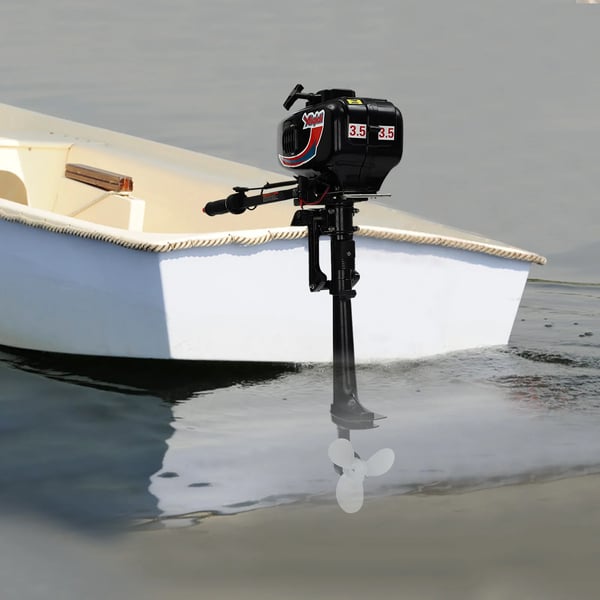Utombordsmotor, 2-taktsmotor, vattenkylningssystem, svart