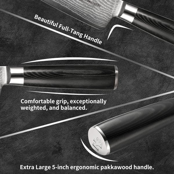 Kokkekniv, højkulstofstålblad, ergonomisk Pakkawood-håndtag,8 tommer