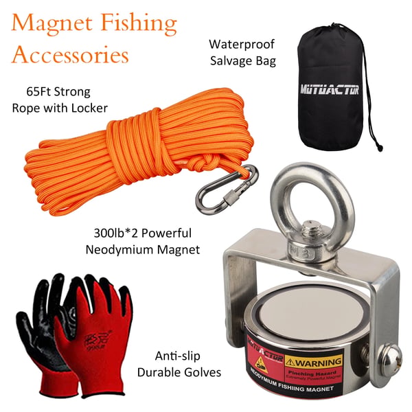 Fiskemagnet, 300lbs Trækkraft, Holdbar Neodymium Konstruktions,Størrelse, Sølv