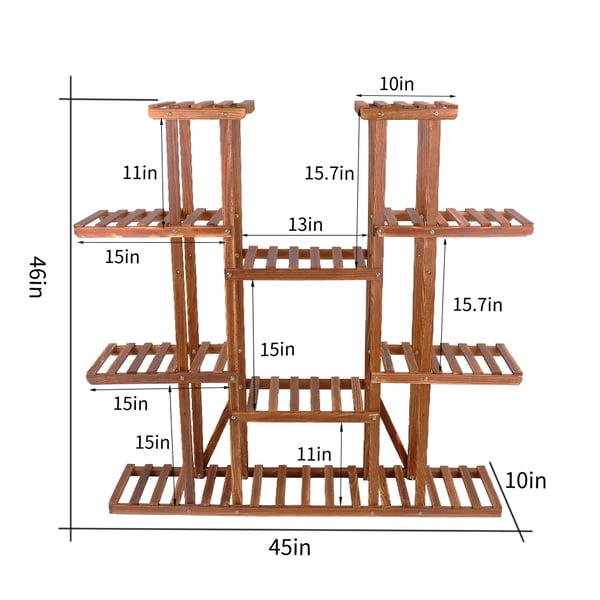 Planteudstillingsstand, Multi-niveau Design, Robust Trækonstruktion,Brun
