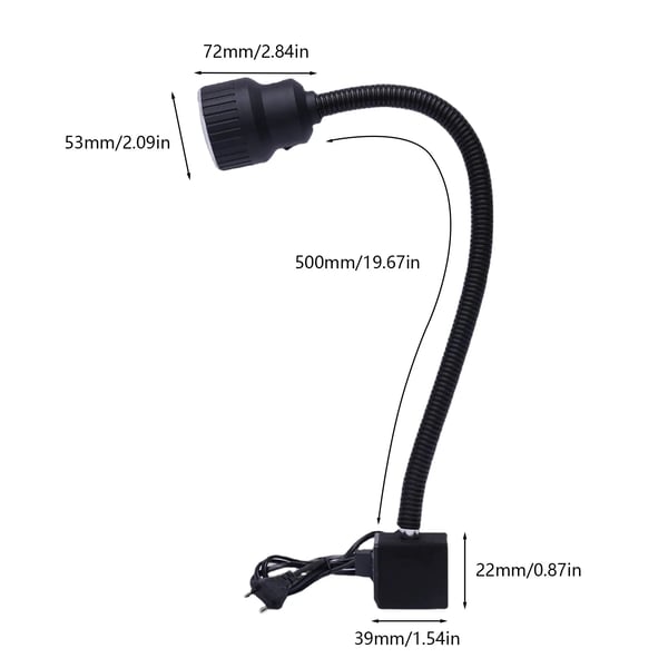 LED Arbetslampa, Effekt 10W, Ingångsspänning AC 220V, Färgtemperatur 6500K, Flexibel Slanglängd 50cm, Skyddsnivå IP42