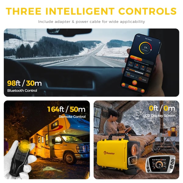 Dieselvarmer, Bluetooth-kontrol, Kompakt design,Med opbevaringspose