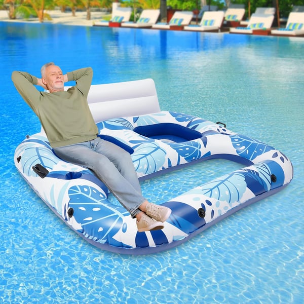 Oppustelig Pool Lounger, Dobbelt Sæde, Holdbart PVC Materiale,Blå