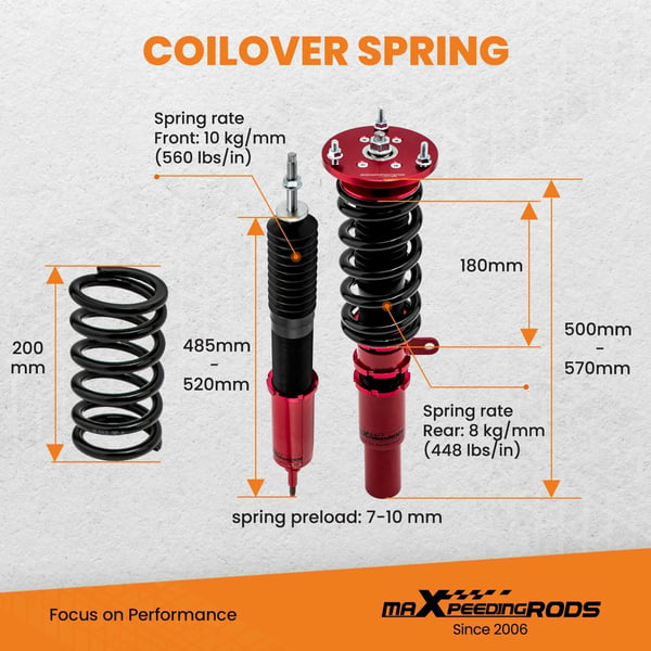 Coilover affjedringskit, kompatibel med BMW 3-serie E90 E91, justerbar højde