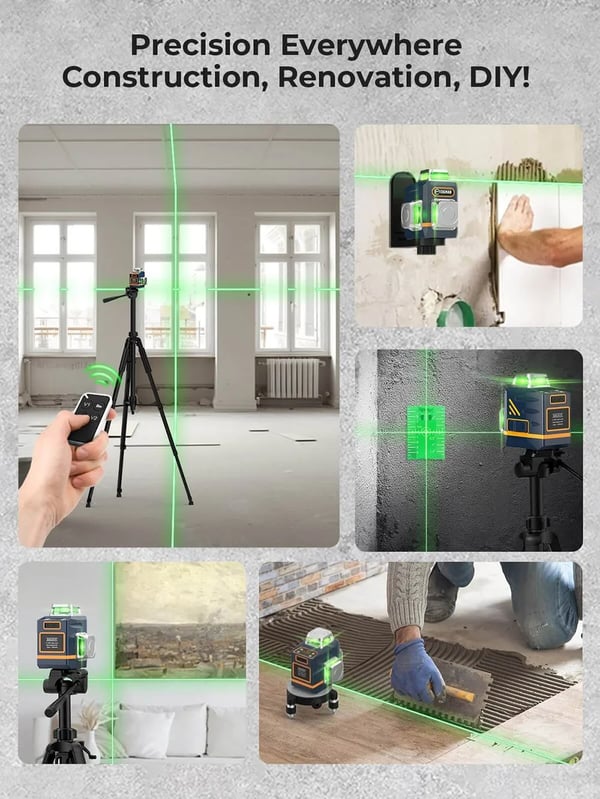 Laser Nivå, 3x360° Linjer, Fjärrkontroll, CIGMAN CM-701T