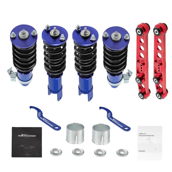 Coilover affjedringskit, aluminium materiale, 63 cm længde, 51 cm bredde, 22 mm forreste stangdiameter, passer til performance køretøjer