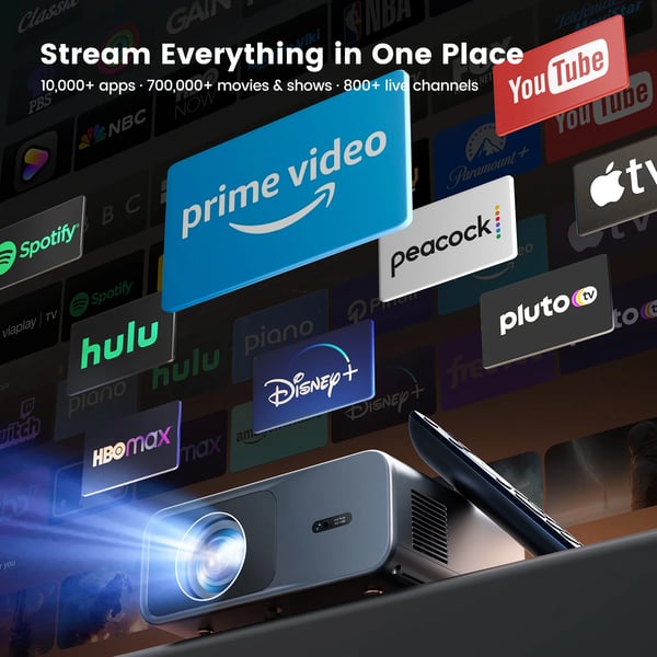 Projektor, 4K UHD Support, Indbygget Smart TV,EU stik