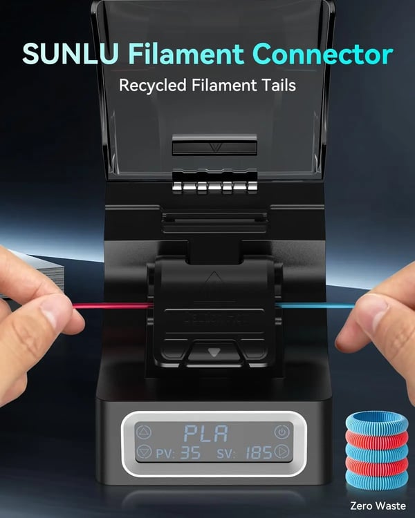 Filamentforbindelse, kompatibel med 1,75 mm filament, maksimal temperatur 240℃, inkluderer 200 stk. PTFE-sleeves,Sort