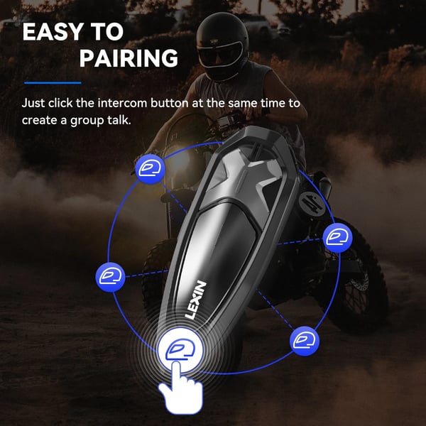 Motorcykel Intercom, Bluetooth 5.0, Hi-Fi Stereo Lyd,Dobbeltpakke 2PCS