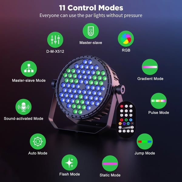 LED Parivalo, RGB Monivärinen, DMX512 ja Kauko-ohjaus,ZQ01138-4Kpl, EU Plug