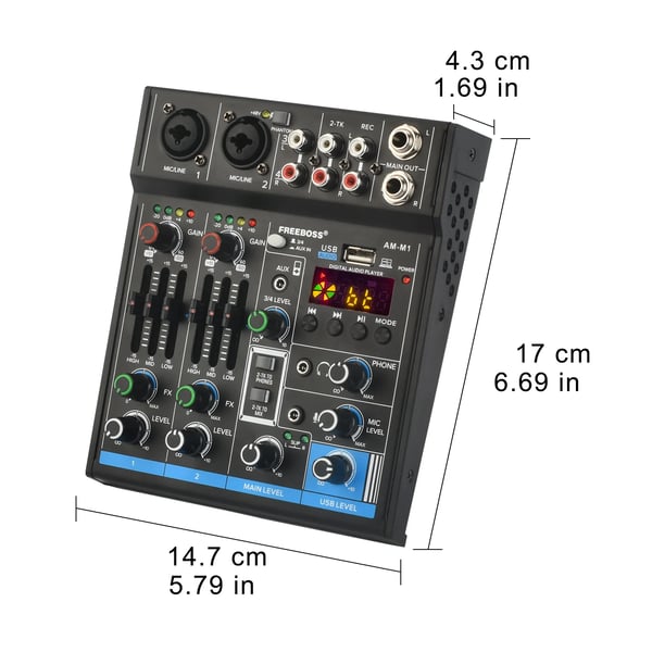 Mixing Console, 4-kanals konfiguration, Bluetooth 5.0,EU-stik