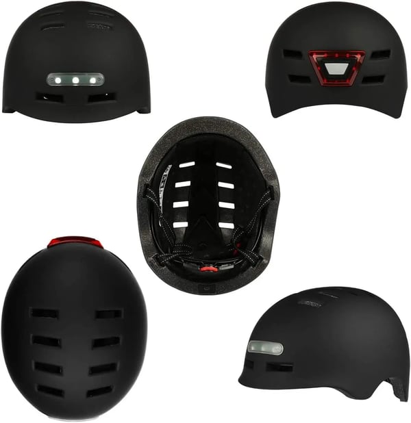 Cykelhjelm, USB-genopladelige LED-lys, justerbar pasform,Scooterhjelm