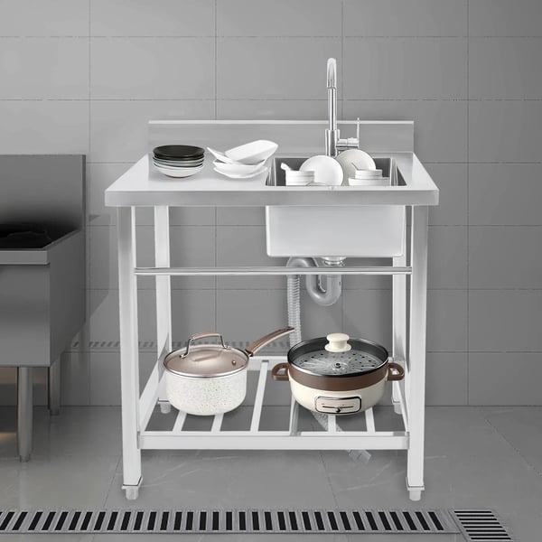 Køkkenvask, Fritstående Design, Holdbart Rustfrit Stål,sølv