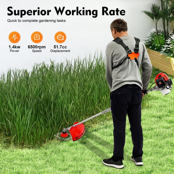 Multiverktyg Trädgårdsset, 51.7cc Motor, Förlängd Räckvidd,Röd