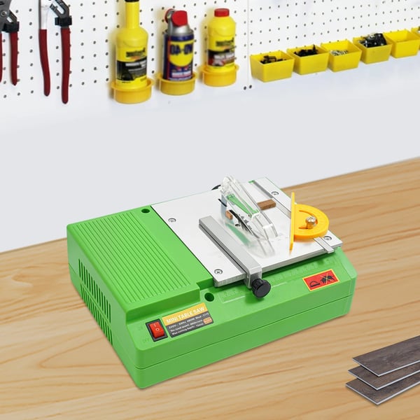 Mini elektrisk bordsav, 480W ren kobbermotor, 8800 omdr./min hastighed, 2m strømkabel,EU, mørkegrøn
