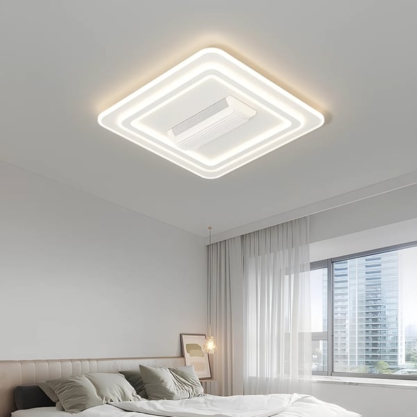 Loftventilatorlampe, Dæmpbar LED, Fjernbetjening,HVID, 220 V