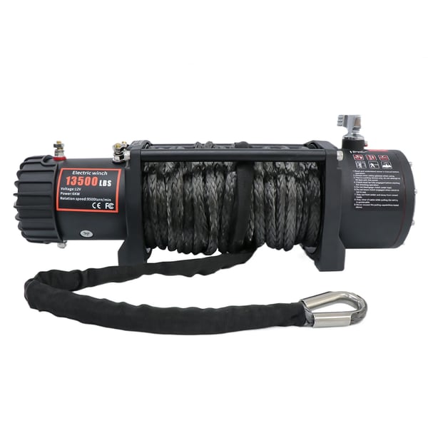 Elektrisk Bilvinsj, 13500 lbs Trækkapacitet, 6,5 HK Motor, Syntetisk Sejl.