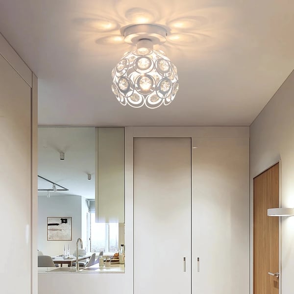 Loftlampe, Metal og Krystal Design, E27 Kompatibilitet,HVID