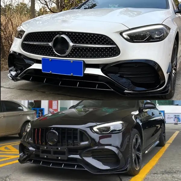 Front Bumper Lip Splitter, Plastmateriale, 120 cm x 38 cm x 18 cm, Til W206 S206 C200 C260 C300 C43 Kompatibilitet, Ydelsesforbedrende del