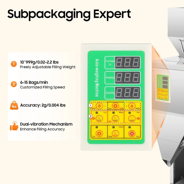 Automatisk Fyllmaskin, 200W Effekt, 220V Spänning, Hastighet 6-15 Påsar/min, Precisionsvikt Fyllare För Spannmål, Kaffe, Ris