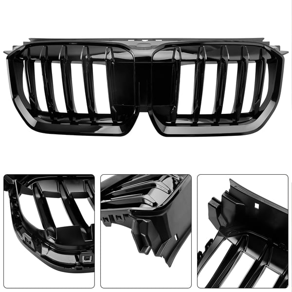 Frontgitter, ABS-plastik, glans sort, frontplacering, kompatibel med BMW X1 U11 U12, 100% helt ny