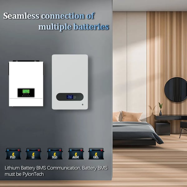 Hybrid sol inverter, ren sinuskurve, effektiv energistyring,3000W, 24V, 220-240V