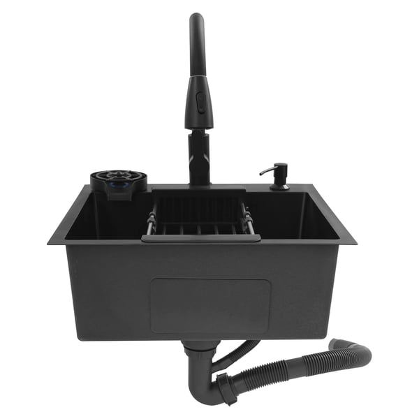 Kitchen Sink, Pull-Out Faucet, Efficient Drainage, Black