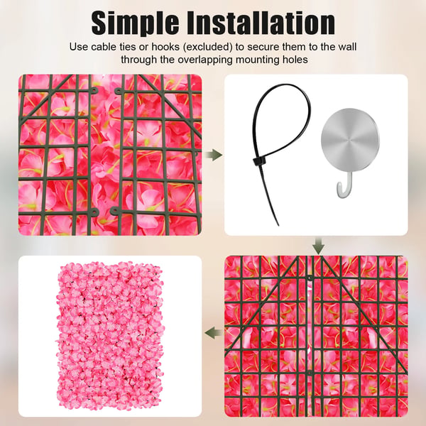 Blomväggspaneler, Elegant Design, Mångsidig Dekoration,Rosa