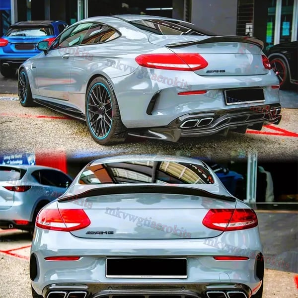 Bagagerums Spoiler, Høj Kvalitet ABS Plast, Passer til Mercedes Benz C205,Glans Sort