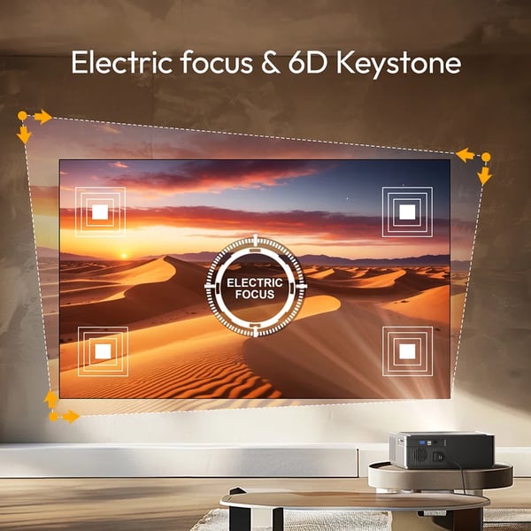 4K Projektor, 1200 ANSI Lumen, 1920 x 1080 Opløsning, 6D Keystone Korrigering, LCD, Bluetooth Kompatibel
