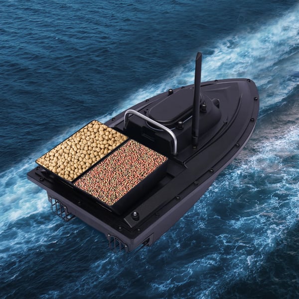Fiskebåd, Fjernbetjening, Dobbelt Motor,sort