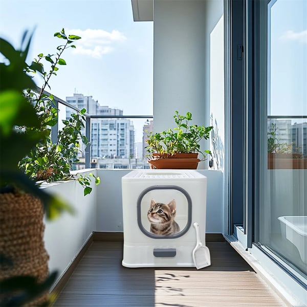 Kattebakke, Innovativ Indgangsdesign, Nem Vedligeholdelse,Hvid og Grå, M