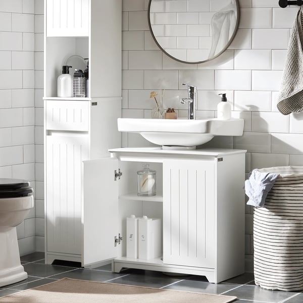 Badeværelsesskab, Pladsbesparende Design, Fugtbestandig,HVID