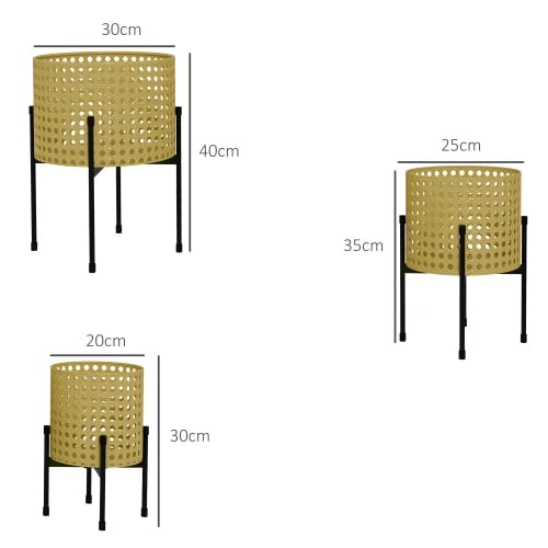 Plante støtte stativ, Pulverlakeret stålramme, Ø30 x 40H cm (stor), Ø25 x 35H cm (medium), Ø20 x 30H cm (lille), Belastningsevne: 20 kg (stor)