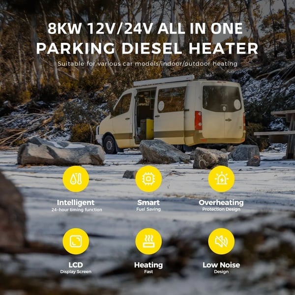 Dieselilmapatteri, LCD-ohjaus kaukosäätimellä,8KW 12V 24V