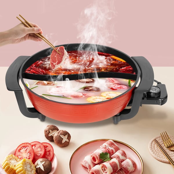 Hot Pot, 6L kapacitet, 5-trins temperaturkontrol,Rød