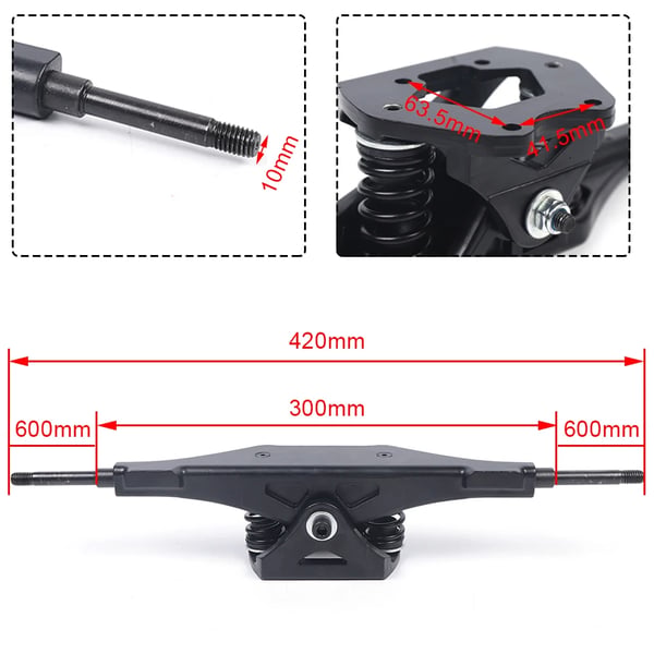 Offroad elektrisk skateboard truck, holdbar aluminiumskonstruktion, 8-tommer hjulstørrelse,sort