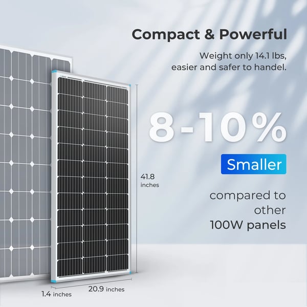 Solpanel, høj effektivitet konverteringsrate, monokrystallinsk silicium, holdbar konstruktion, velegnet til campingvogne og både, miljøvenlig energi