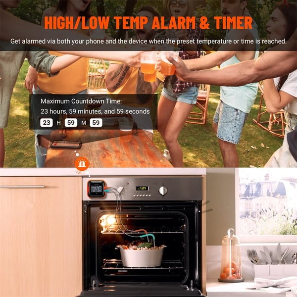 BBQ-termometer, Bluetooth-anslutning, flera sonder,Som bild