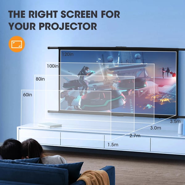 Projektor lærred, 4K HD opløsning, bærbart design,100 tommer