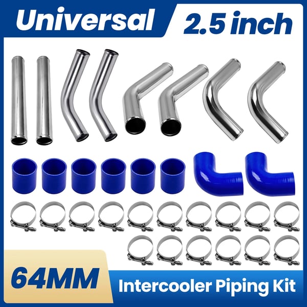 Intercooler Rørkit, 2,5 tommer Diameter, 6061 Aluminium Materiale, Rørtykkelse 1/16 tomme, Universel Kompatibilitet