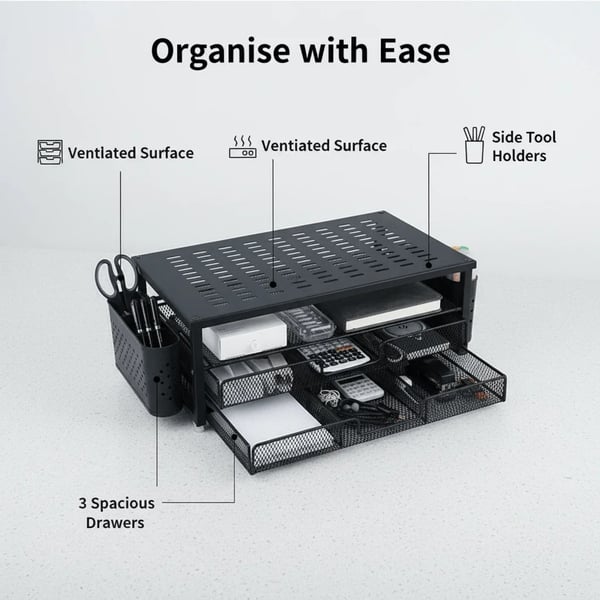 Monitorställ, Ergonomisk Design, Elegant Organisatör,svart