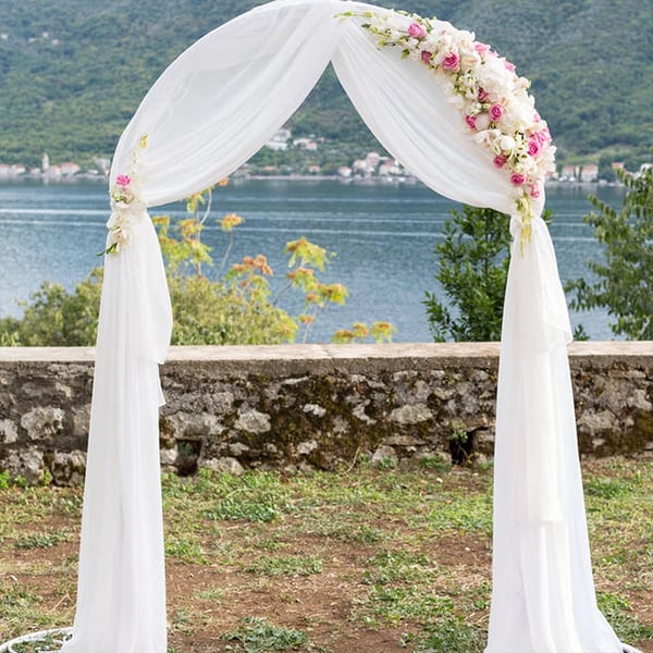 Ark Gardiner, Chiffon Materiale, Elegant Design,Hvid og Pink