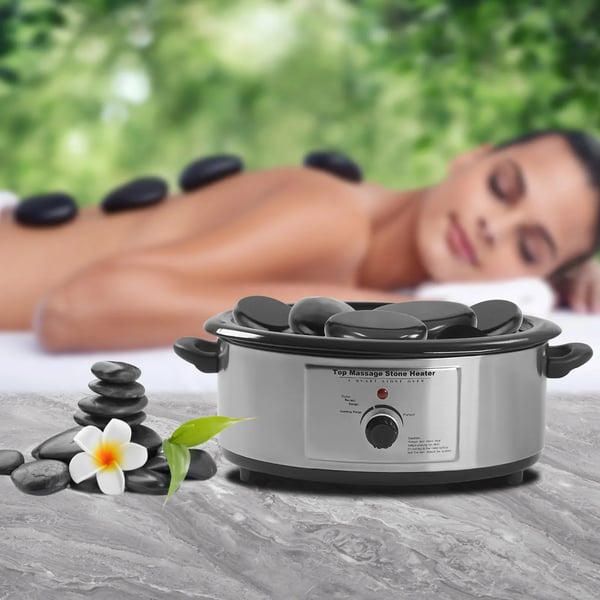 Massagevarmesæt, 6L kapacitet, temperaturkontrol,Naturlig Sort