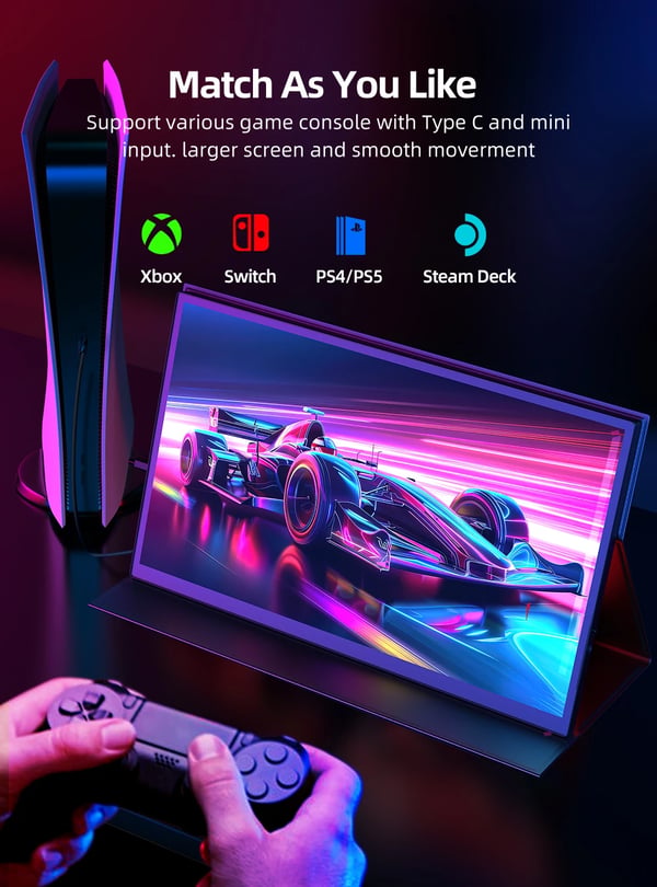 Bärbar Pekskärm, 120Hz Uppdateringsfrekvens, HDR-visualer,EU-kontakt