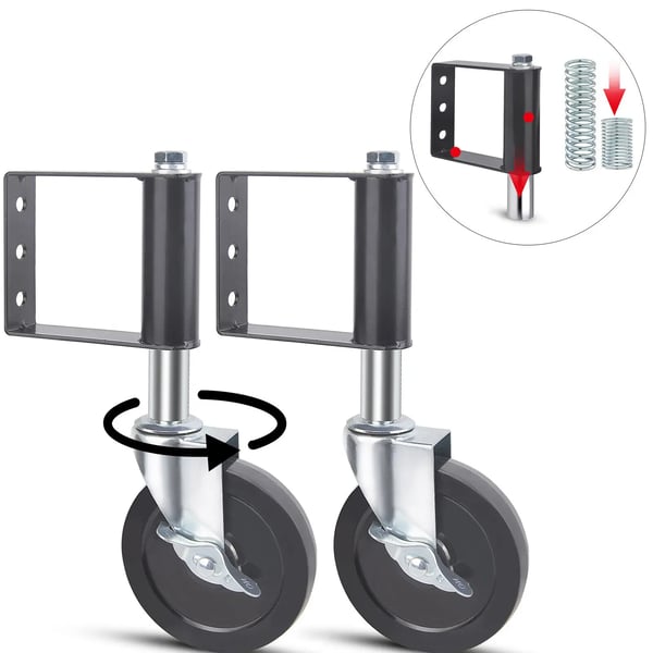 Portstøttehjul, Heavy-Duty, 100 kg kapacitet,sort