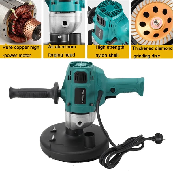 Betongslip, Effekt 2600W, Spänning 220V, Hastighetsområde 1-3000r/min, Hjuldiameter 180mm, Vikt 7.1kg