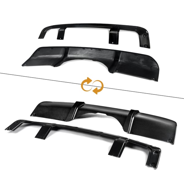 Bageste kofanger diffuser lip, holdbar ABS plast, direkte udskiftningssæt,Kulfiberlook